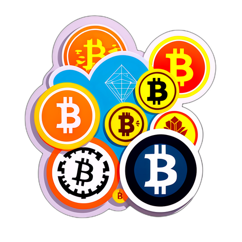 비트코인 및 투자 관련 아이콘 스티커 디자인