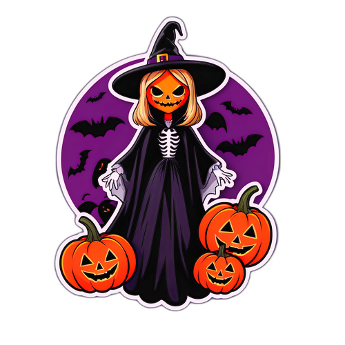 En skrämmande men vacker Halloween-klistermärke