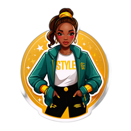 Sticker van Guéla Doué in trendy outfit