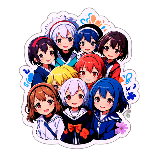 神奈恵水の小説キャラクターたちが集まったイラスト