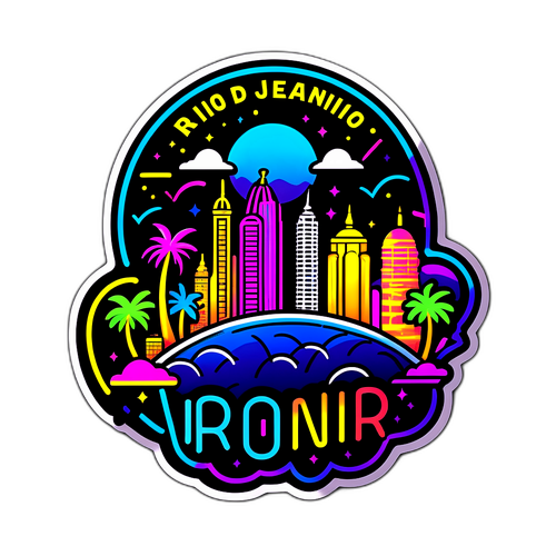 Um adesivo estiloso do Rio de Janeiro em neon