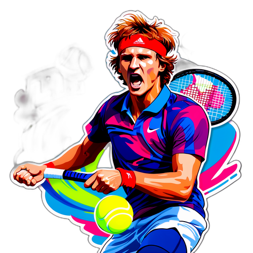 Adesivo Vibrante de Alexander Zverev em Ação