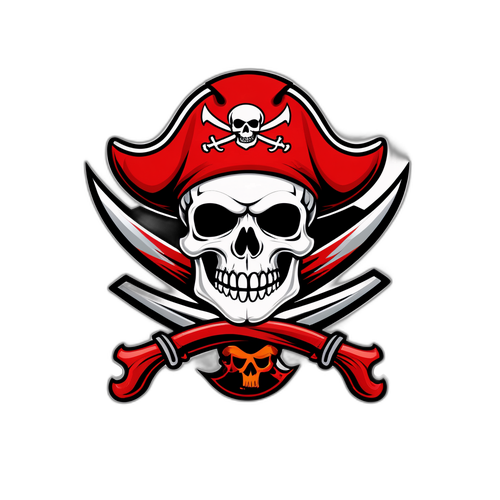 Logo de Buccaneers avec un drapeau de pirate et un football