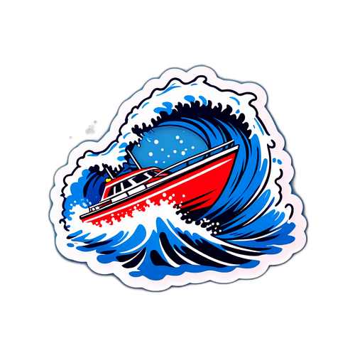 ボートが水しぶきをあげるデザイン