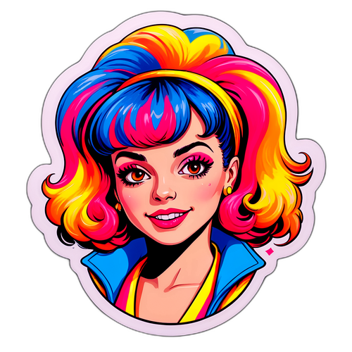 Sticker retro Ioana Ginghină în stilul anilor '80
