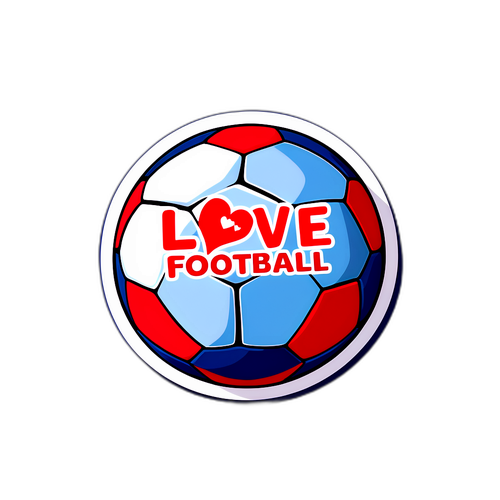 Sticker bóng với chữ 'Yêu bóng đá'