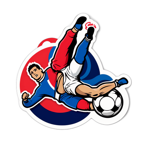 Наклейка с логотипом Болоньи и Удинезе, игроки выполняют акробатический трюк