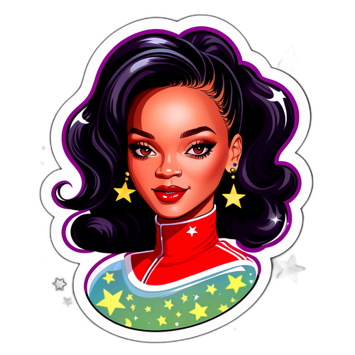 Rihanna ikonikus frizurája cartoon stílusban