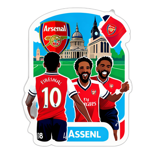 Sticker ya Arsenal F.C. ikionyesha Alama maarufu za London