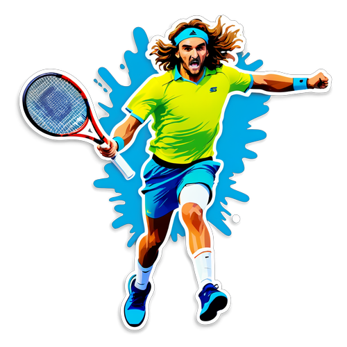 Väritoiminta Kentällä: Stefanos Tsitsipas Energiamyrskynä Tennispelissä!