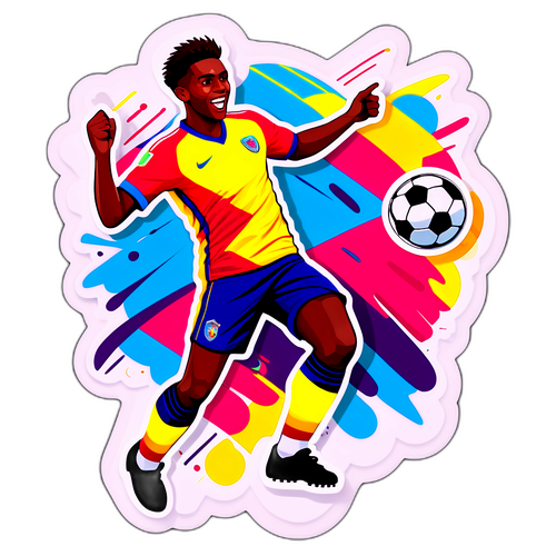 Energetische sticker van Gavi die een doelpunt scoort