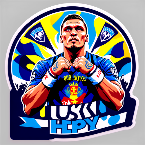 Фани на трибунах з банерами 'Usyk - наш герой!'