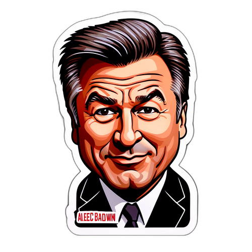 Caricature d'Alec Baldwin avec une citation humoristique