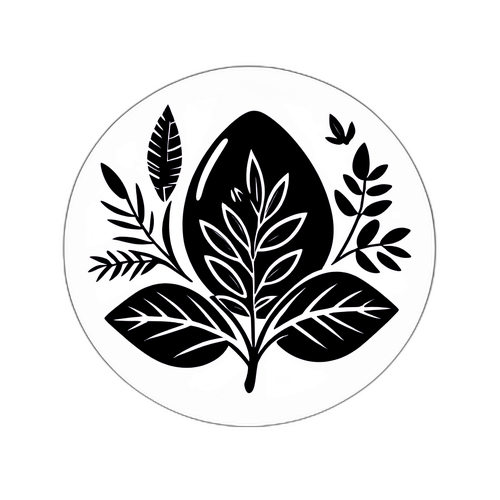 Αυτοκόλλητο με μαύρο βότσαλο διακοσμημένο με φυτικά σχέδια