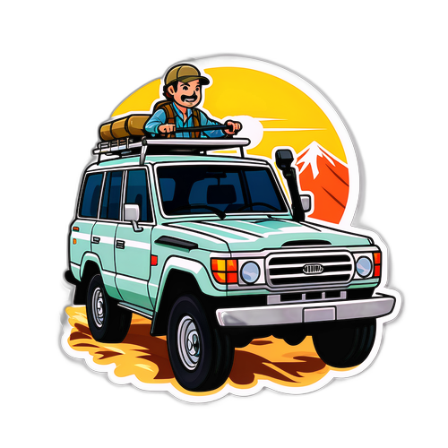 ランクルを運転するキャラクターのアクティブデザインステッカー