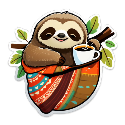 Malikhain at Malamig na Sticker ng Tulog na Sloth