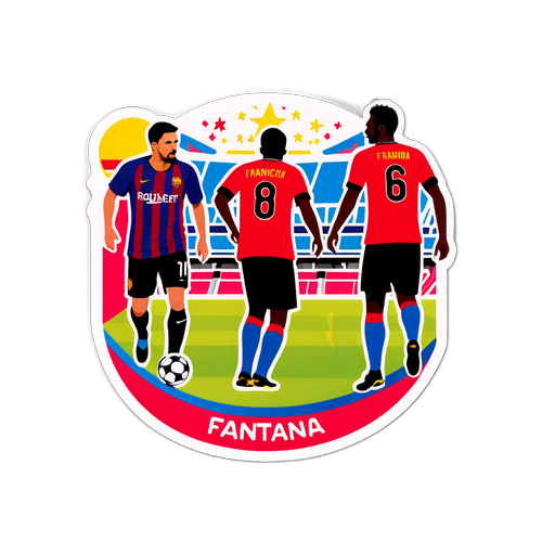 Nhãn dán màu sắc thể hiện trận đấu Barcelona vs Eintracht Frankfurt