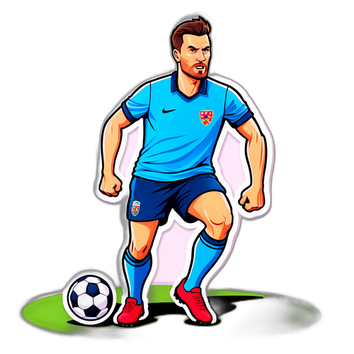 Kreslený Sláven Bičič v akci na hřišti