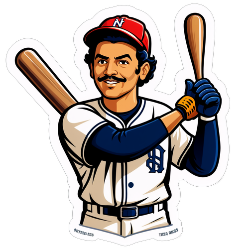 Retro-Style Sticker of Nestor Cortes with Baseball Gear