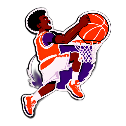 Dynamic Clemson Basketball Player Dunking: Orange Power!
