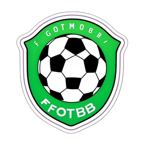 फुटबॉल और स्कोरबोर्ड डिज़ाइन के साथ फ़ोटमोब लोगो स्टिकर