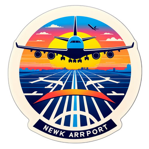 Aerial View of Newark Airport at Sunset