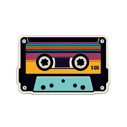 Blast from the Past! Unleash Your Inner 80s Vibez with This Funky Cassette Tape Sticker!