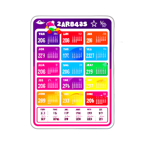 Stiker Kalender Warna-warni 2026