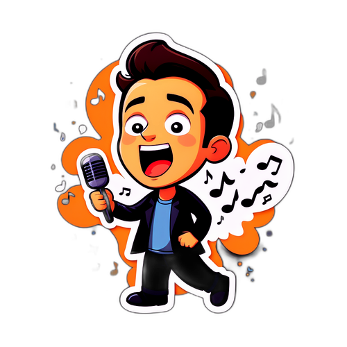 ס sticker של איתי לוי שר עם תווים מוזיקליים