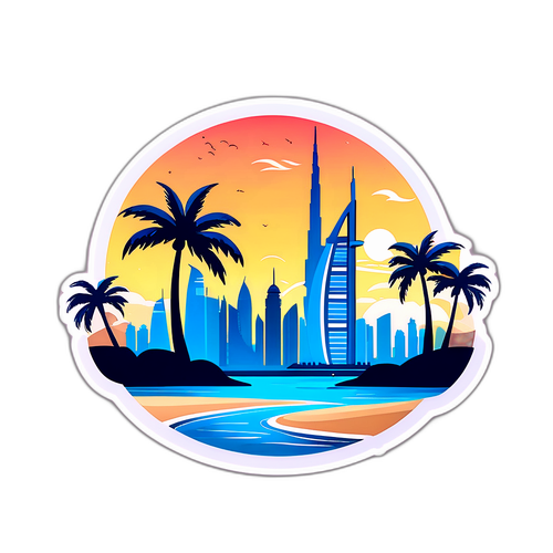 Dubai Skyline Med Palmera