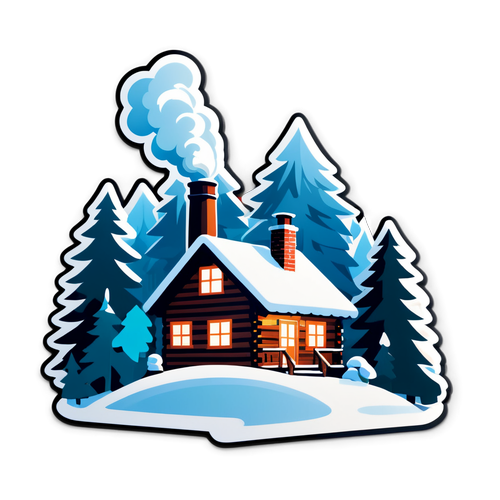 Cozy Winter Cabin Sticker