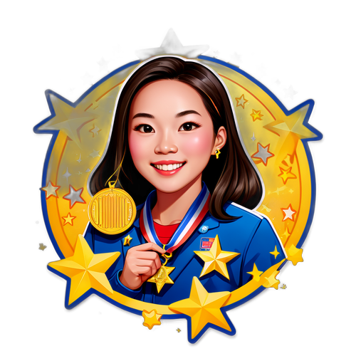 Sticker van Eileen Gu met haar medaille