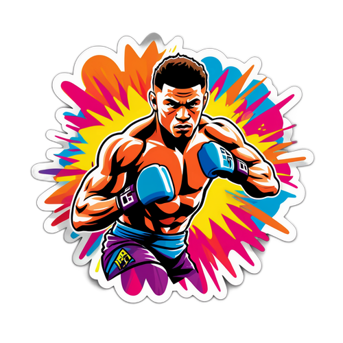 מדבקה של לוחם UFC בפוזת פעולה