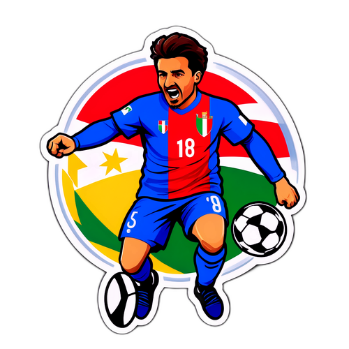 Sticker colorat reprezentând pasiunea și entuziasmul fotbalului italian