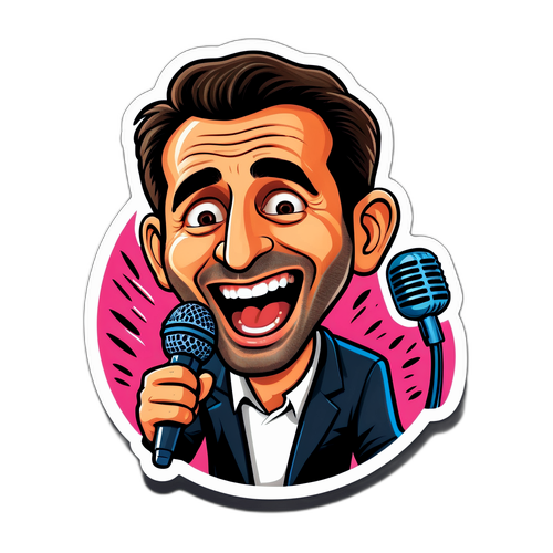 קריקטורה מצחיקה של שלומי קוטיאט מופיע על במה