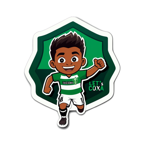 Emblema de Coritiba con Jugador Celebrando