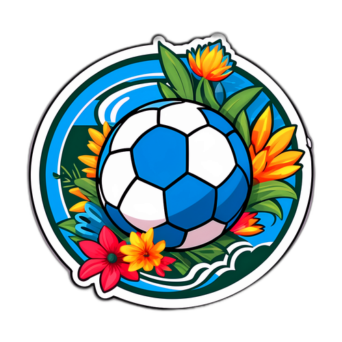 Balón de fútbol con flora de Deportivo Madryn