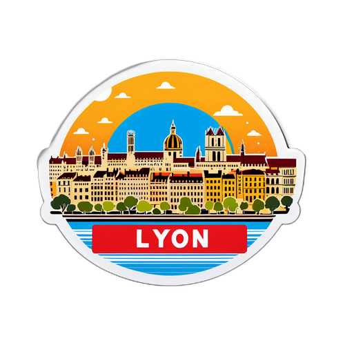 Aufkleber mit stilisiertem Skyline von Lyon