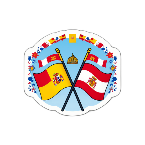 מדבקה עם דגלים מגרציה וספרד