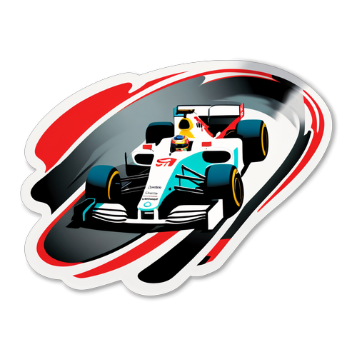 Adesivo a tema corsa con auto di Lewis Hamilton