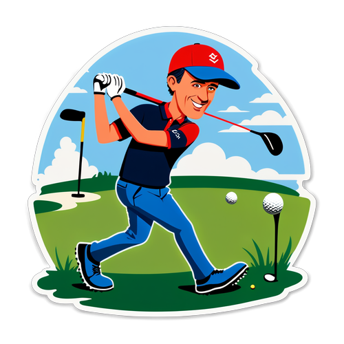 Dessin inspirant de Scottie Scheffler en action sur le parcours de golf