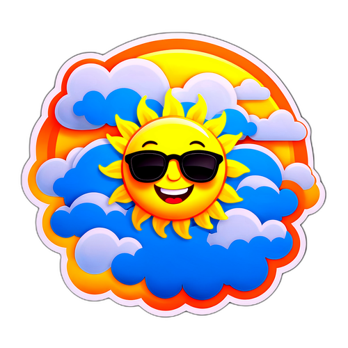 Matahari Kartun Comel dengan Kacamata Hitam