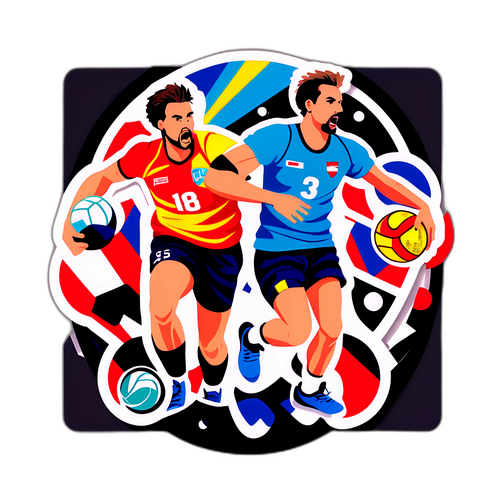 Klistermärke med ikoniska handbollsmoment