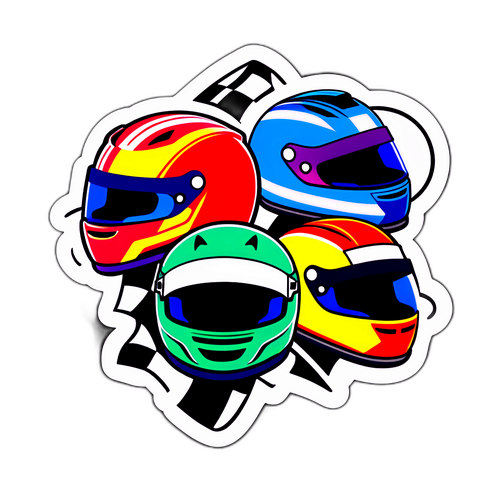 F1-tema klistermärke med racinghjälmar