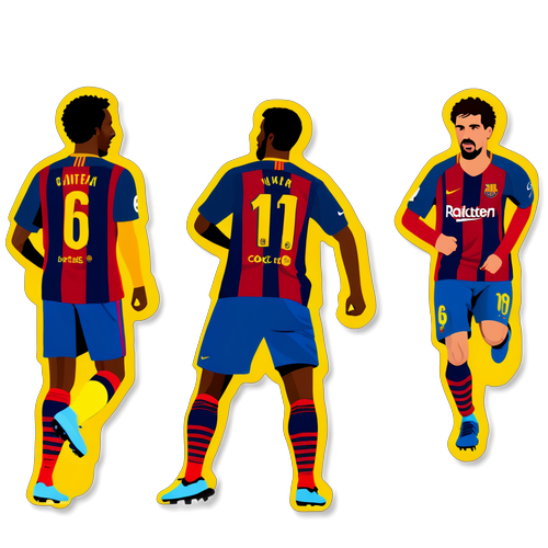 สติกเกอร์ที่พูดถึงการเล่นเกมบาร์เซโลนา featuring players in action