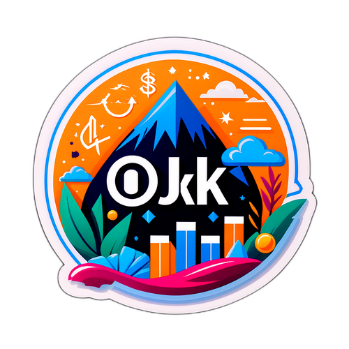Stiker Logo OJK dengan Elemen Simbolis Keuangan