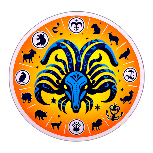 Ekim 23 Burcunun Simgesi ve Zodyaklarla Dolu Arka Plan