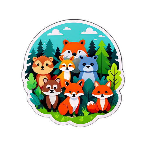 자연을 주제로 한 친환경 동물 스티커