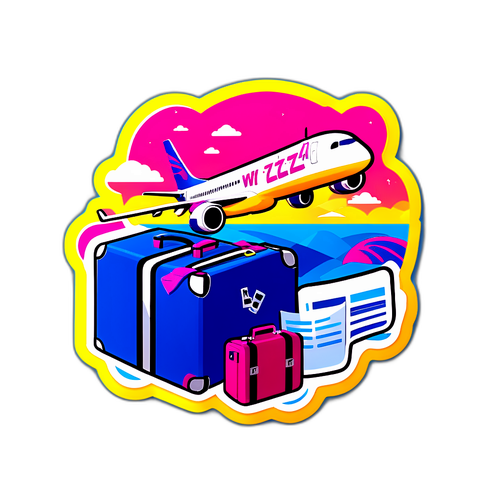 Avion Wizz Air zburând printr-o cer albastră strălucitoare