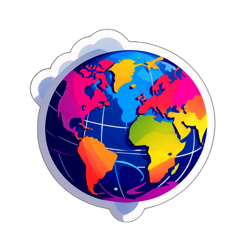 Colorful Globo Logo Sticker with World Map